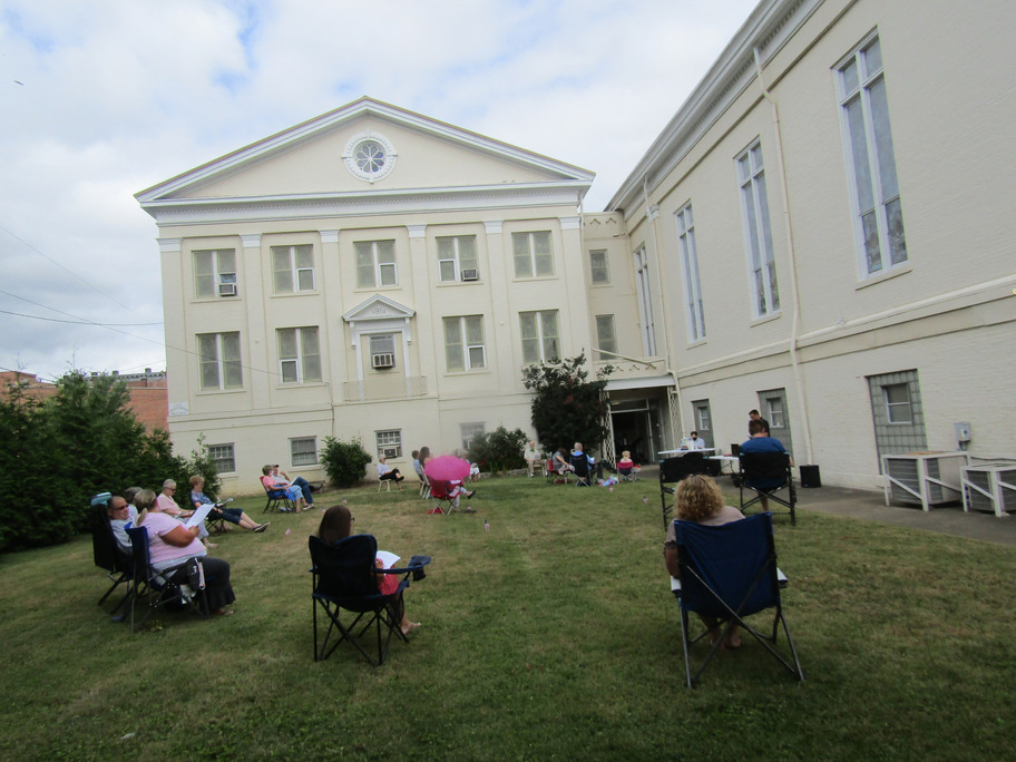Church gathering on the lawn